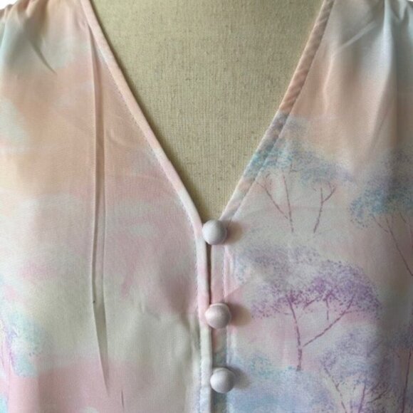 DALIA MACPHEE Purple Multi Floral Button Down Dress Long Sleeve Ruffled Lrge NWT - Picture 6 of 16